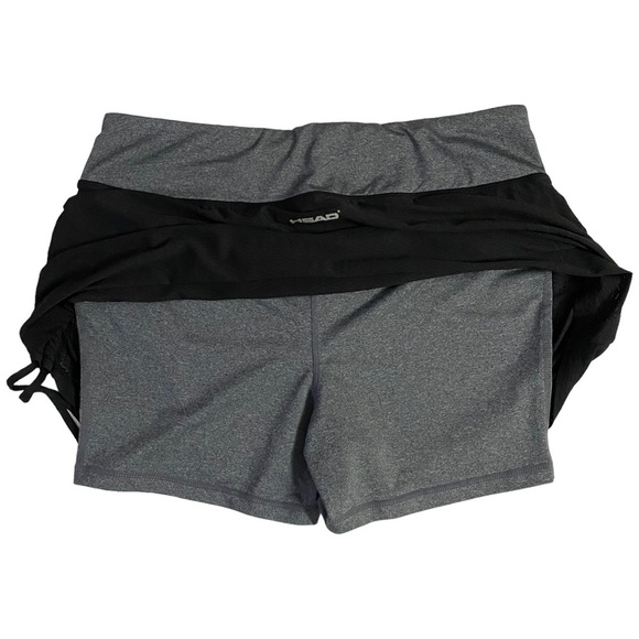 Head Skort Gray Shorts Black Skirt Tie Detail Stretchy Wide Waistband Large L - Picture 9 of 12